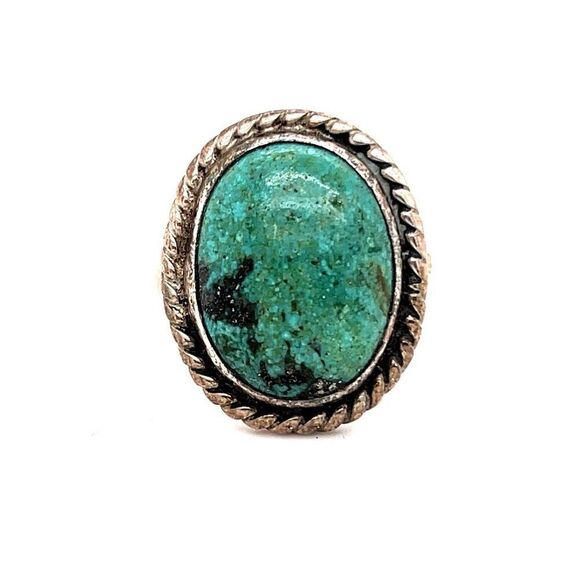 Green Turquoise Sterling Silver Ring - Picture 1 of 9